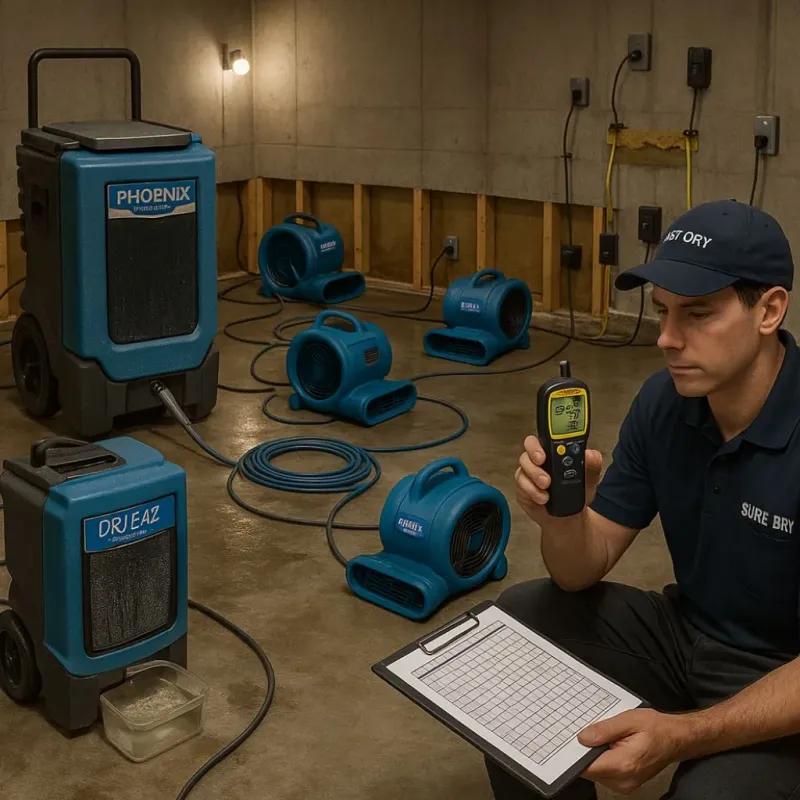 Structural Drying and Dehumidification process in Sherman, TX